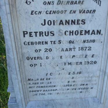SCHOEMAN Johannes Petrus 1872-1920