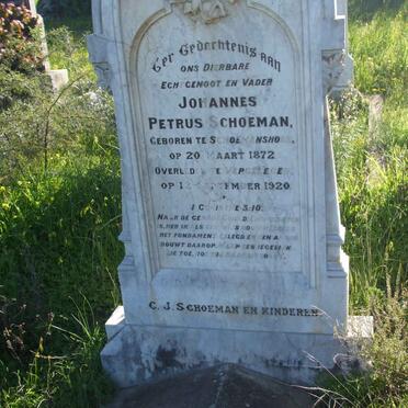 SCHOEMAN Johannes Petrus 1872-1920