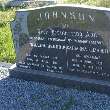 JOHNSON Willem Hendrik 1911-1999 &amp; Catharina Elizabeth SCHOEMAN 1902-1978 