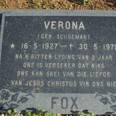FOX Verona nee SCHOEMAN 1927-1979