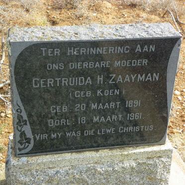 ZAAYMAN Gertruida H. nee KOEN 1891-1961