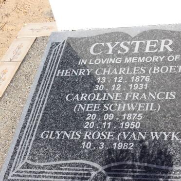 CYSTER Henry Charles 1876-1931 &amp; Caroline Francis SCHWEIL 1875-1950 :: Glynis Rose van WYK 1982-
