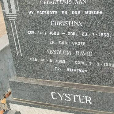 CYSTER Absolom David 1882-1969 &amp; Christina 1888-1968