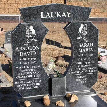 LACKAY Absolon David 1921-2008 &amp; Sarah Maria 1920-2011
