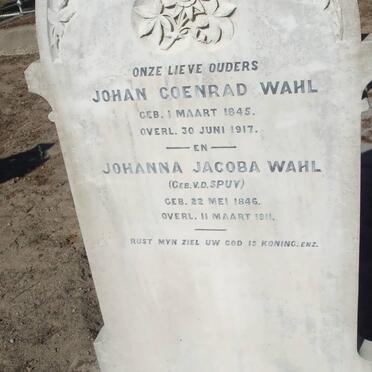 WAHL Johan Coenrad 1845-1917  &amp; Johanna Jacoba v.d. SPUY 1846-1911