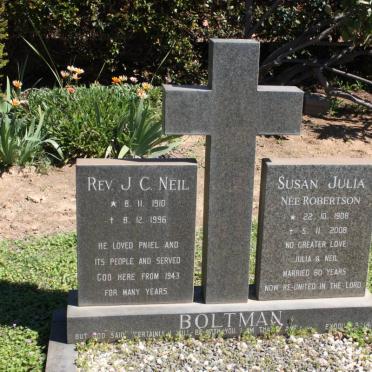 BOLTMAN J.C. Neil 1910-1996 &amp; Susan Julia ROBERTSON 1908-2008