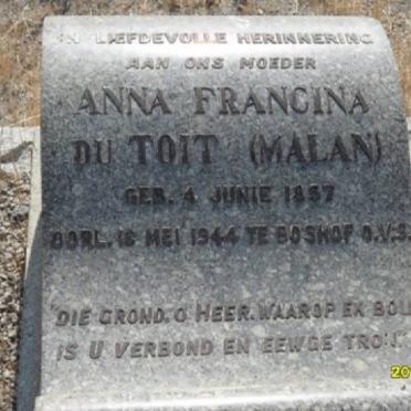 TOIT Anna Francina, du nee MALAN 1857-1944