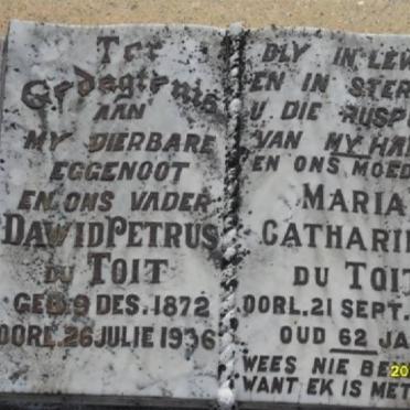 TOIT David Petrus, du 1872-1936 &amp; Maria Catharina -1938