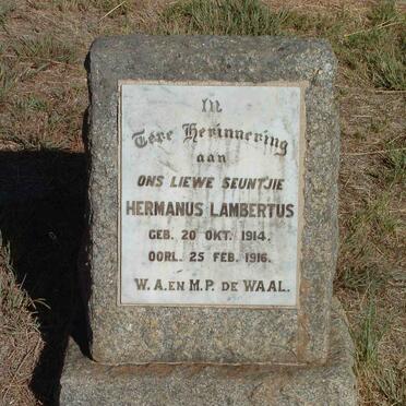 WAAL Hermanus Lambertus, de 1914-1916