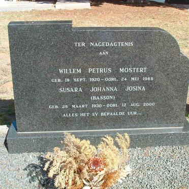 MOSTERT Willem Petrus 1920-1988 &amp; Susara Johanna Josina BASSON 1930-2000