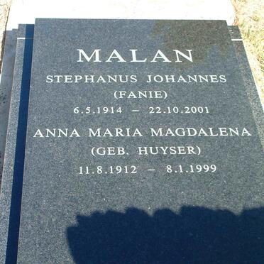 MALAN Stephanus Johannes 1914-2001 &amp; Anna Maria Magdalena HUYSER 1912-1999