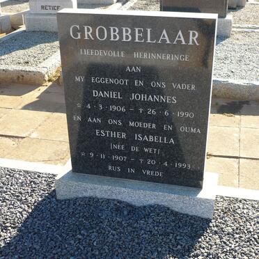 GROBBELAAR Daniel Johannes 1906-1990 &amp; Esther Isabella DE WET 1907-1993