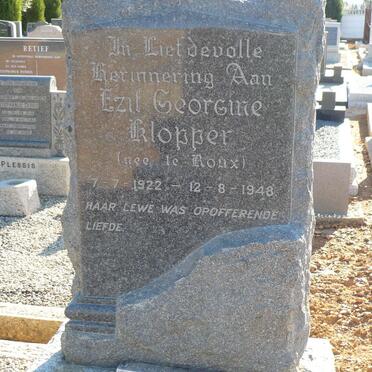 KLOPPER Ezif Georgine nee LE ROUX 1922-1948