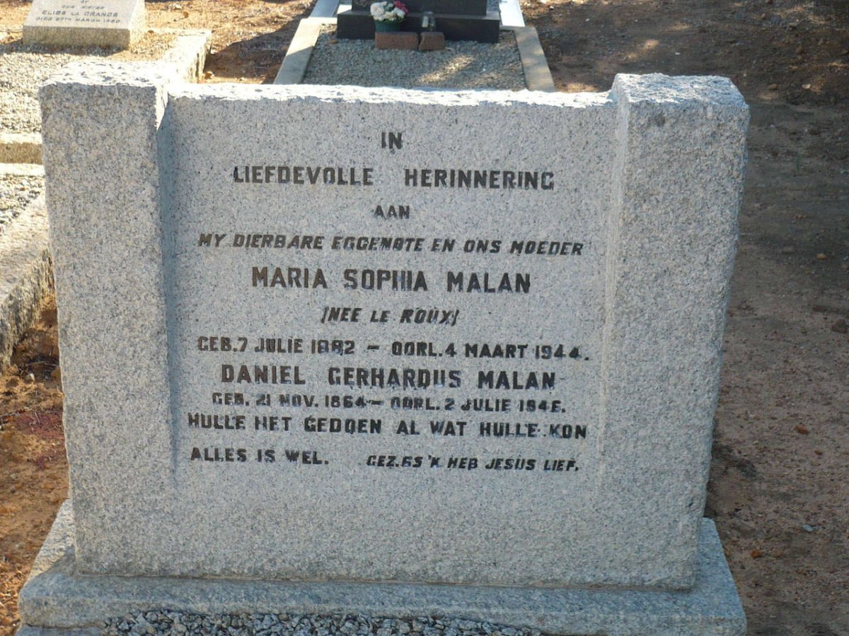 MALAN Daniel Gerhardus 1864-1946 &amp; Maria Sophia LE ROUX 1882-1944