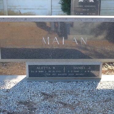 MALAN Daniël J. 1889-1964 &amp; Aletta R. 1890-1965