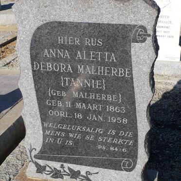 MALHERBE Anna Aletta Debora nee MALHERBE 1863-1958