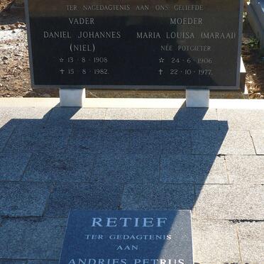 RETIEF Daniel Johannes 1908-1982 &amp; Maria Louisa POTGIETER 1906-1977 :: RETIEF Andries Petrus 1934-2007