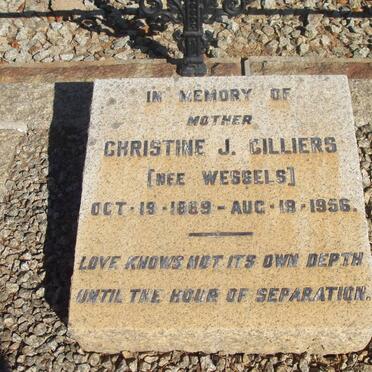 CILLIERS Christine J. nee WESSELS 1869-1956