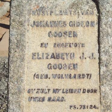 GOOSEN Johannes Gideon &amp; Elizabeth J.J. WOLVAARDT