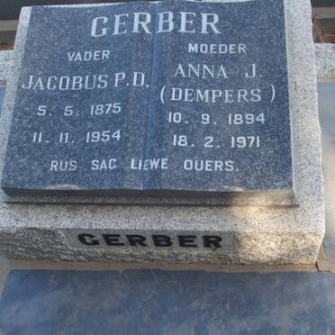 GERBER Jacobus P.D. 1875-1954 &amp; Anna J. DEMPERS 1894-1971