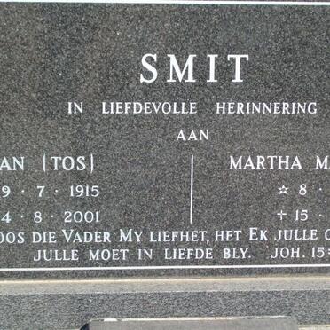 SMIT Jan 1915-2001 &amp; Martha Maria 1927-1992