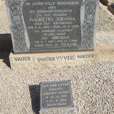 VYVER Jan Abraham, van der 1905-1966 &amp; Magrieta Johanna VAN RENSBURG 1901-1958 :: VAN DER VYVER Johanna Adriana Jacoba 1916-