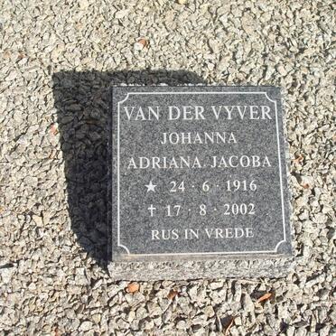 VYVER Johanna Adriana Jacoba, van der 1916-2002