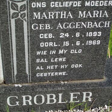 GROBLER Martha Maria nee AGGENBACH 1893-1969