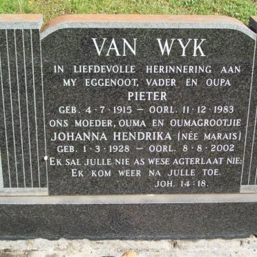 WYK Pieter, van 1915-1983 &amp; Johanna Hendrika MARAIS 1928-2002