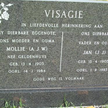 VISAGIE J.J. 1905-1995 &amp; A.J.W. GELDENHUYS 1905-1984