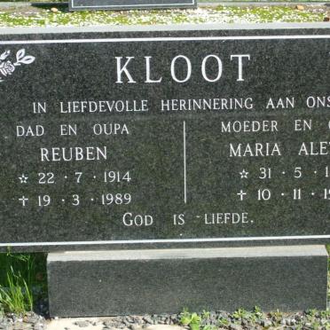 KLOOT Reuben 1914-1989 &amp; Maria Aletta 1913-1999