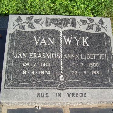 WYK Jan Erasmus, van 1901-1974 &amp; Anna E. 1900-1981