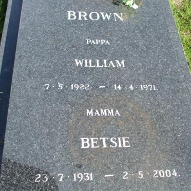 BROWN William 1922-1971 &amp; Betsie 1931-2004