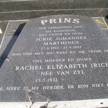 PRINS Jurie Johannes Marthinus 1932-2005 &amp; Rachel Elizabeth VAN ZYL 1932-