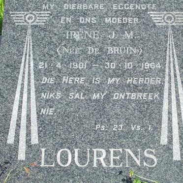 LOURENS Irene J.M. nee DE BRUIN 1901-1964