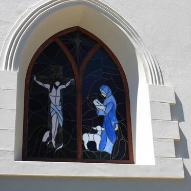 3. Stained glass window in the Church.