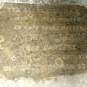 RETIEF Jacoba W. nee DAMOENS -1918
