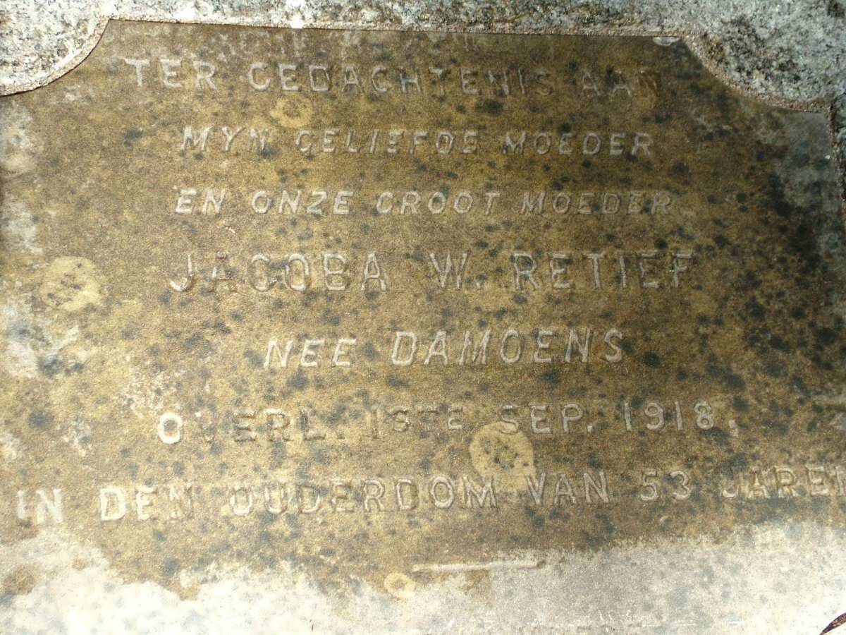 RETIEF Jacoba W. nee DAMOENS -1918