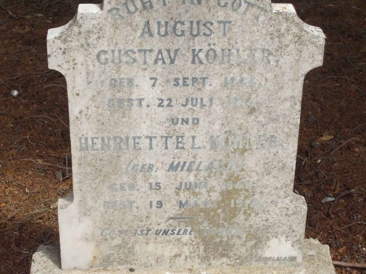 KOHLER August Gustav 1844-1914 &amp; Henriette L. MIELACH 1848-19?4