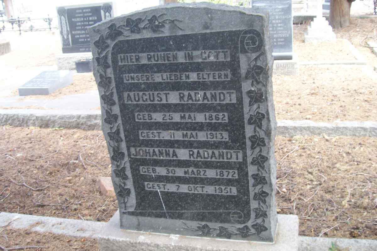 RADANT August 1862-1913 &amp; Johanna 1872-1951