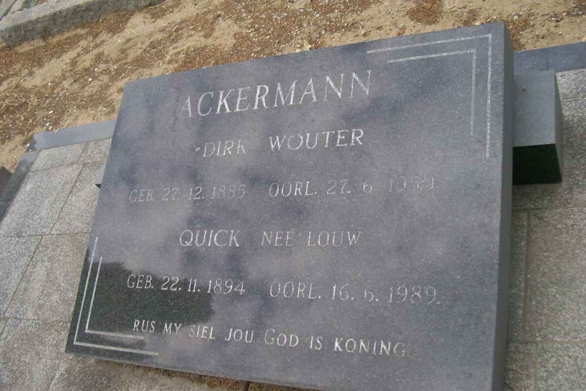 ACKERMANN Dirk Wouter 1885-1950 &amp; Quick LOUW 1894-1989