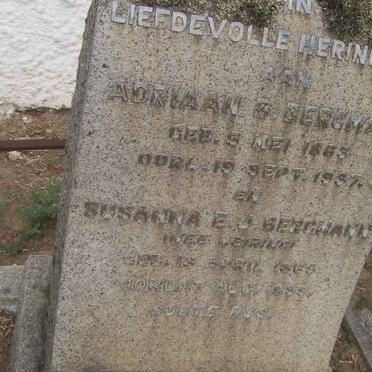 BERGMANN Adriaan D. 1863-1937 &amp; Susanna E.J. MEIRING 1865-193?
