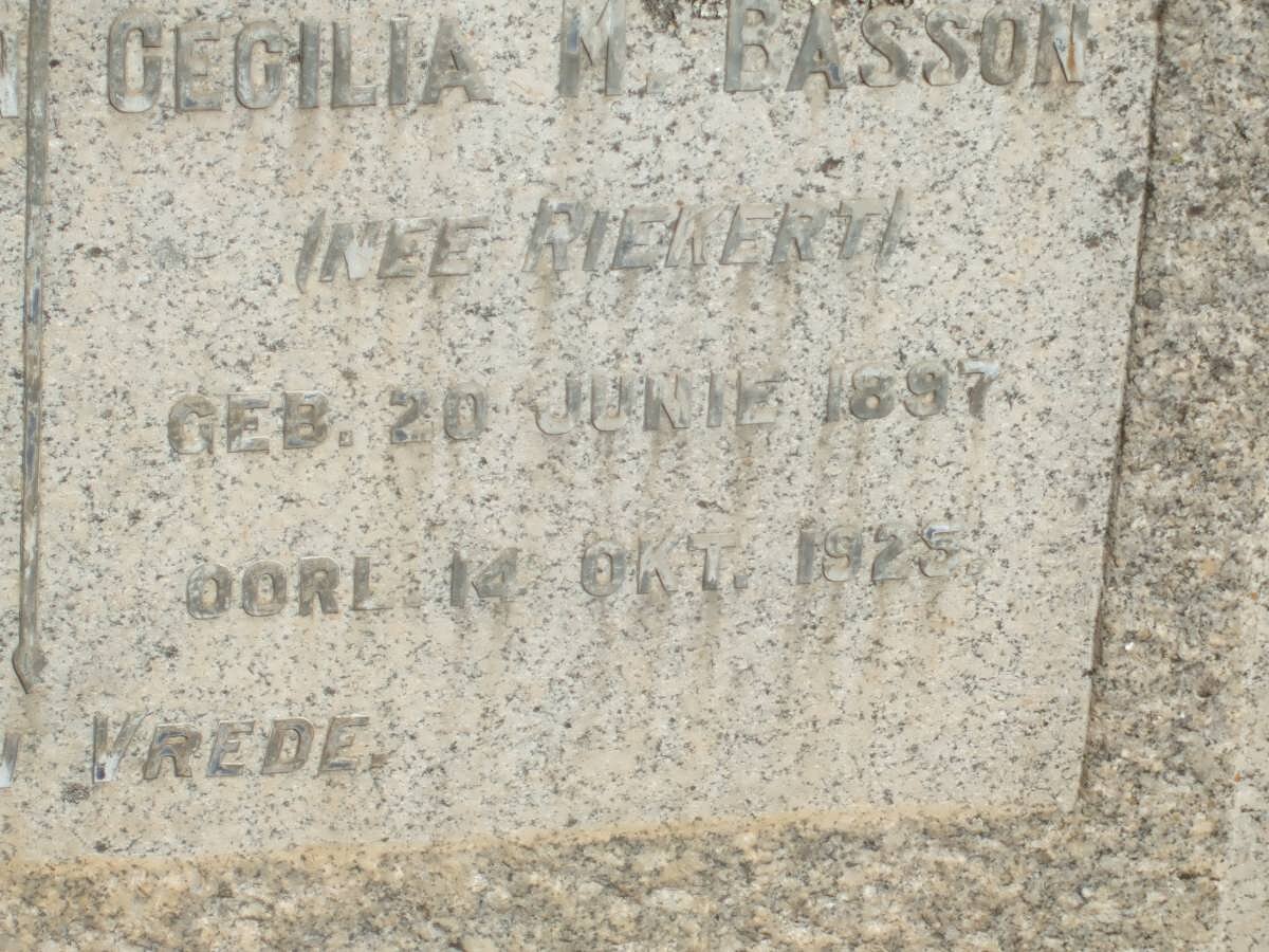 BASSON Cecilia M. nee RIEKERT 1897-1925
