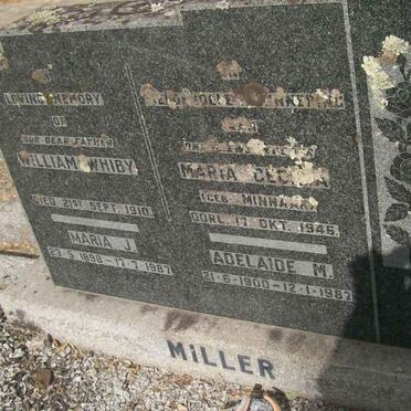 MILLER William Whiby -1910 &amp; Maria Cecila MINNAAR -1946 :: MILLER Maria J.1898-1987 :: MILLER Adelaide M. 1900-1987