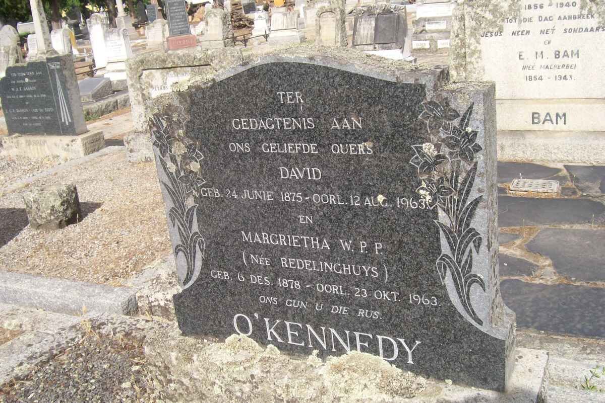 O'KENNEDY David 1875-1963 &amp; Margrietha W.P.P. REDELINGHUYS 1878-1963