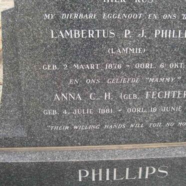 PHILLIPS Lambertus P.J. 1876-1946 &amp; Anna C.H. FECHTER 1881-1959
