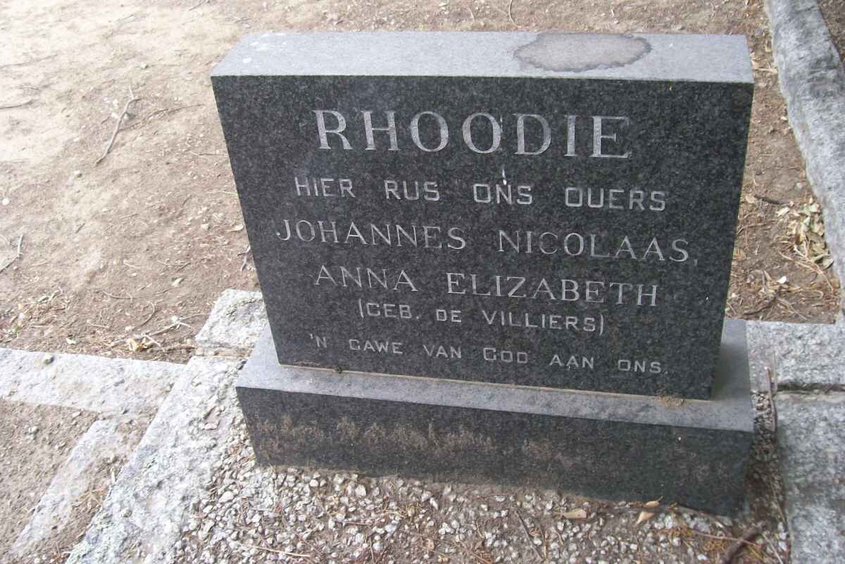 RHOODIE Johannes Nicolaas &amp; Anna Elizabeth DE VILLIERS
