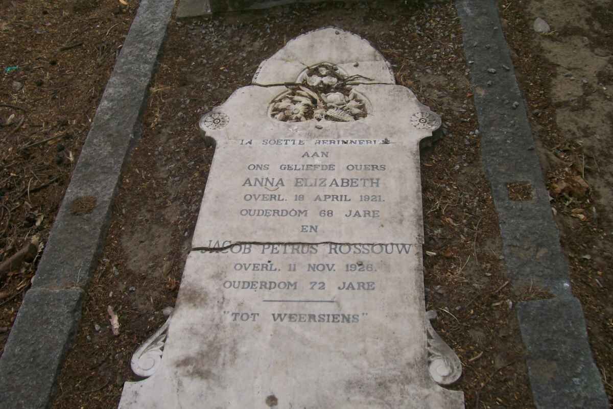 ROSSOUW Jacob Petrus -1928 &amp; Anna Elizabeth -1921