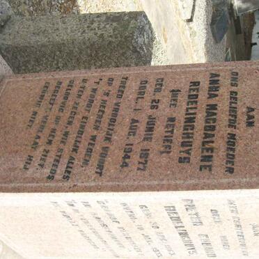 REDELINGHUYS Anna Magdalene nee RETIEF 1877-1944