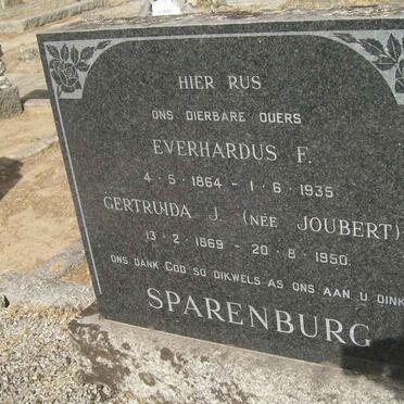 SPARENBURG Everhardus F. 1864-1935 &amp; Gertruida J. JOUBERT 1869-1950
